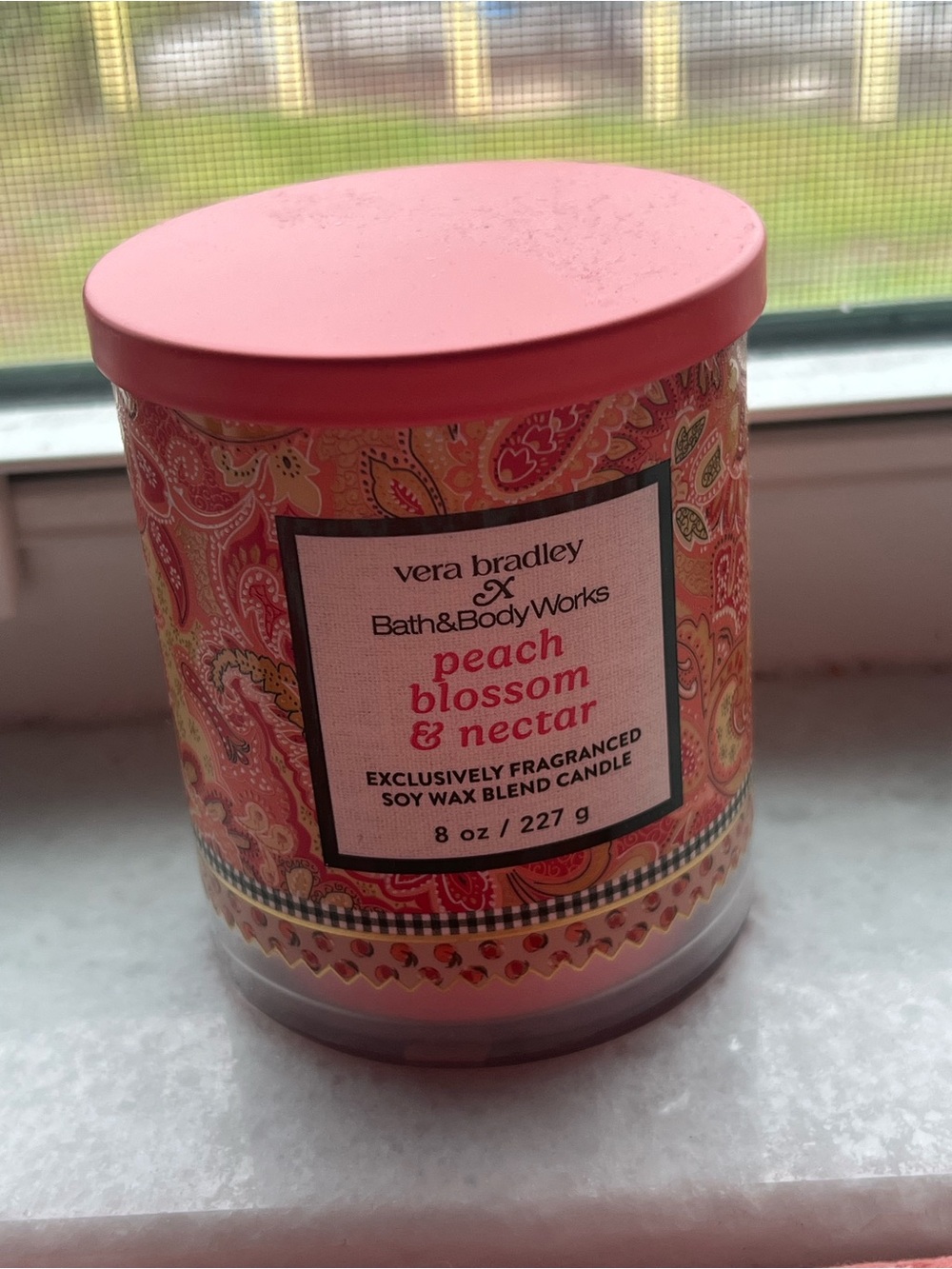 Vera Bradley Peach Blossom & Nectar Candle - Coral Pink Pattern